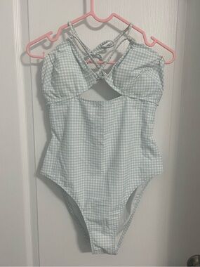 Victoria's Secret Light Blue Gingham One-Piece Swimsuit